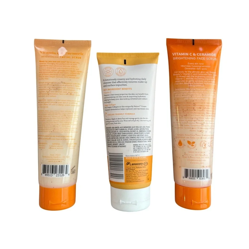 Vitamin C Skincare Set By Nature Collagen Cleanser Envy Turmeric Radiant Scrub